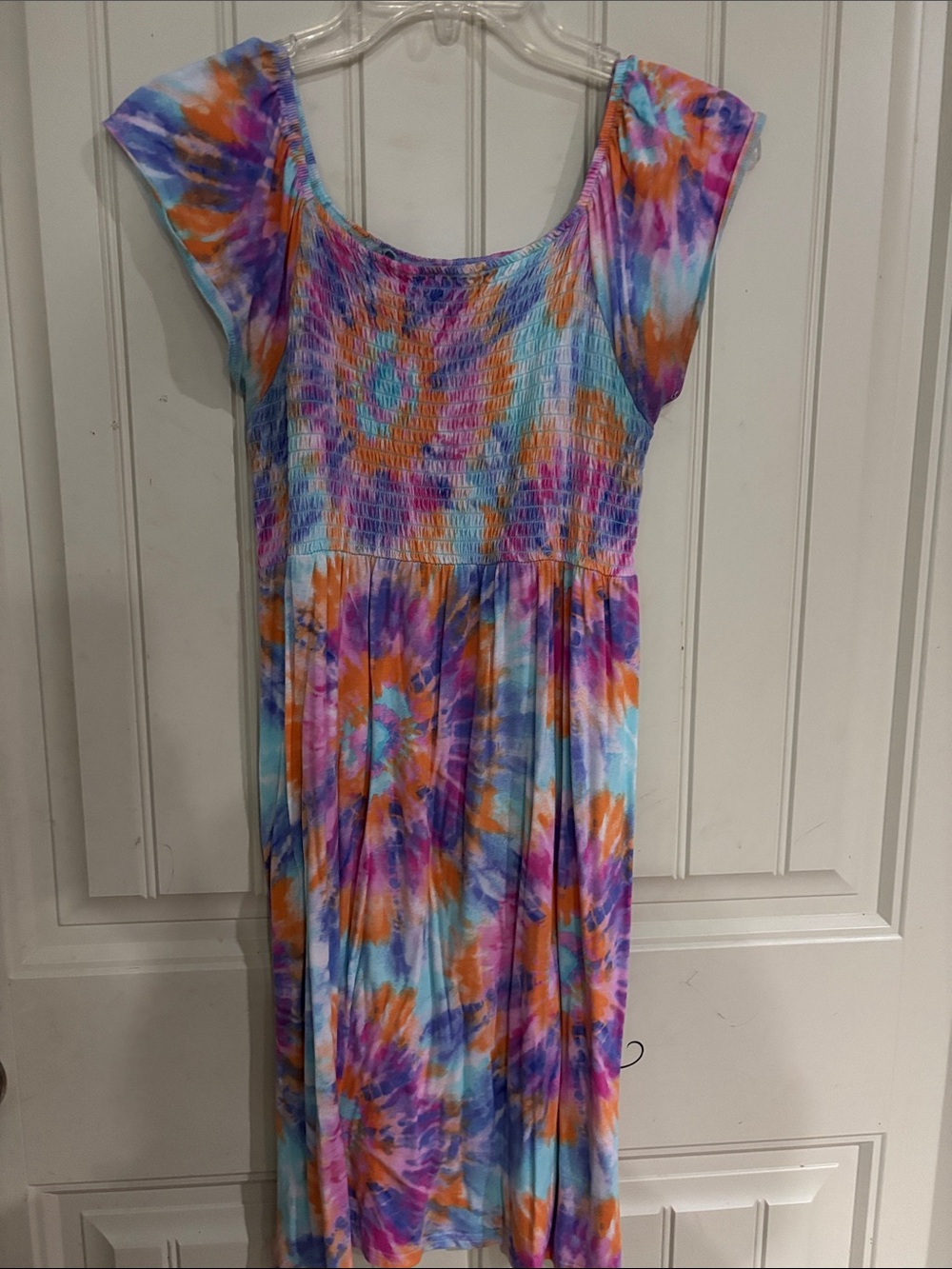 Place Tie-Dye Cap Sleeve Maxi Dress - Blue, Purple & Orange
